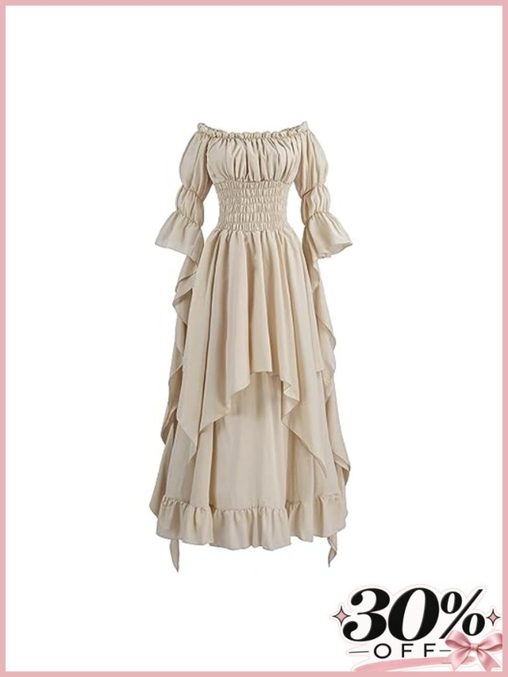 Renaissance Medieval Costume Dress Cotton Off Shoulder Peasant Gothic Cosplay